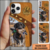 Maxcorners Duck Hunting German Wirehaired Pointer Brown Gold Hunting Badge Personalized Name 3D Phone Case - Black Labrador Retriever - Mallard