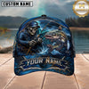 Maxcorners Fishing Skull Fisherman Deep Blue Ocean Personalized 3D Cap