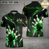 Maxcorners Bowling Flaming Bowling Ball & Pin Graphic Multicolor Customized Name, Team Name 3D Shirts