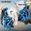 Maxcorners Fishing Blue Flame Smoke Design Sun Protection Personalized Name, Team Name Long Sleeve Shirt