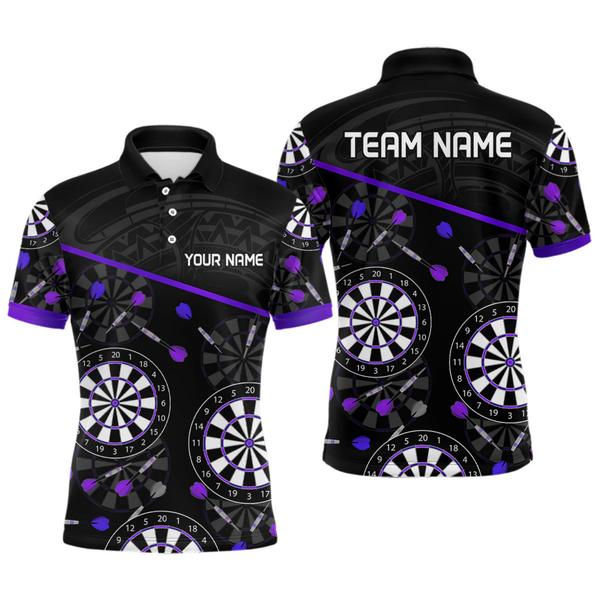 Maxcorners Men's Custom Darts Shirt With Purple-Black Dartboard And Arrows Pattern LM1605