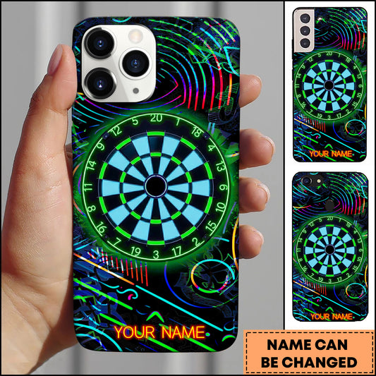 Maxcorners Darts Neon Dartboard Multicolor Personalized Name 3D Phone Case