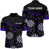 Maxcorners Men's Custom Darts Shirt With Purple-Black Dartboard And Arrows Pattern LM1605