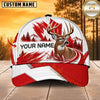 Maxcorners Hunting Wildlife Canadian Maple Leaf Red White Forest Personalized Name 3D Cap