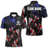 Maxcorners American Flag Smoke 8 Ball Billiard Shirts For Men Custom Patriotic Billiard Pool Team Jerseys LM1805