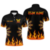 Maxcorners Men's Personalized Darts Shirt With Black Flame Pattern And Fiery Dartboard LM1605