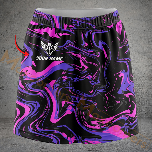 Maxcorners Darts Abstract Swirl Personalized 3D Skirts With Shorts