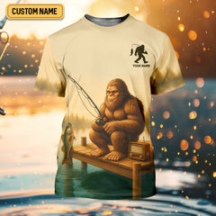 Maxcorners Bigfoot's Quiet Day At The Lake Fishing UPF Shirts, Funny Fishing Shirt, Presents For Fishermen