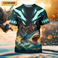 Maxcorners Riding The Waves Of Life Even When They Bite Back SPF Shirt For Men, Funny Fishing Shirt, Fishing Shirts For Men