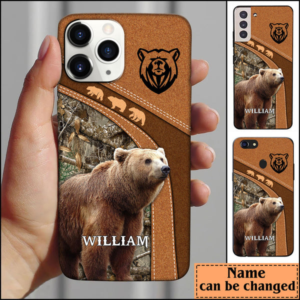 Maxcorners Brown Bear Hunting Personalized Name Phone Case