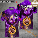 Maxcorners Darts Phoenix Flame Customized Name, Team Name 3D Polo Shirt