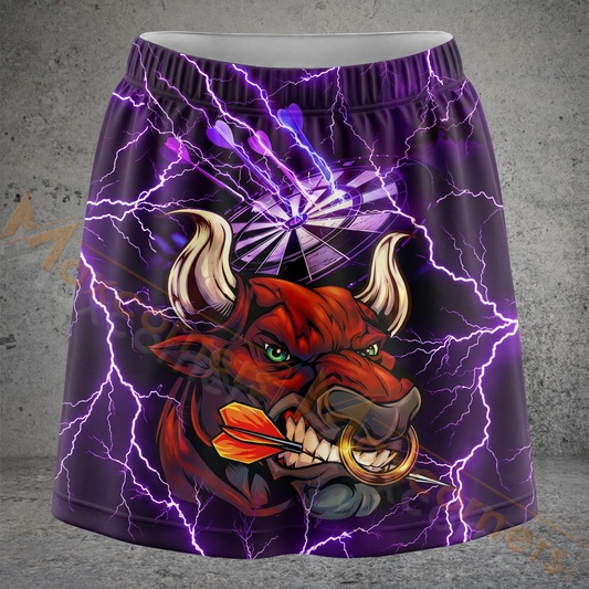 Maxcorners Darts Lightning Angry Bull Personalized 3D Skirts With Shorts