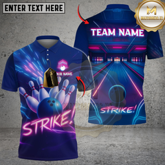 Maxcorners Bowling And Pins Neon Strike Lane Customized Name, Team Name 3D Shirt (4 Colors)