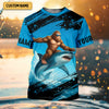 Maxcorners Just A Casual Day With Bigfoot And His Shark Fishing UPF Shirts, Funny Fishing Shirt, Presents For Fishermen