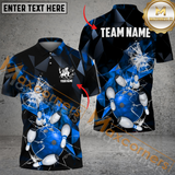 Maxcorners Broken Glass Bowling Jersey Multicolor Option Customized Name, Team Name 3D Polo Shirt