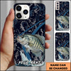 Maxcorners Fishing Dark Water Topographic Pattern Personalized Name Phone Case (10 Fish Species)