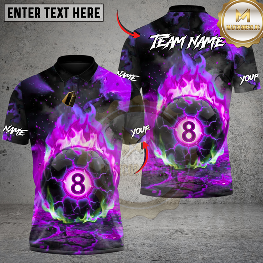 Maxcorners Billiards Hellfire 8 Ball Multicolor Customized Name, Team Name 3D Shirt