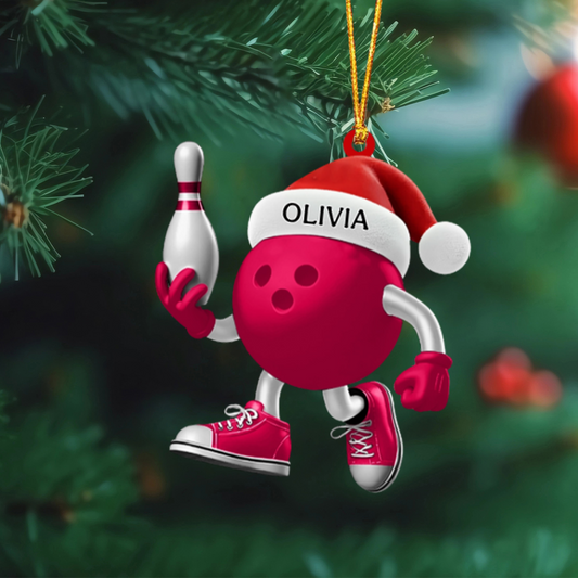 Maxcorners Personalized Cute Red Bowling Ornament Christmas Gift for Bowling Lover MT1611