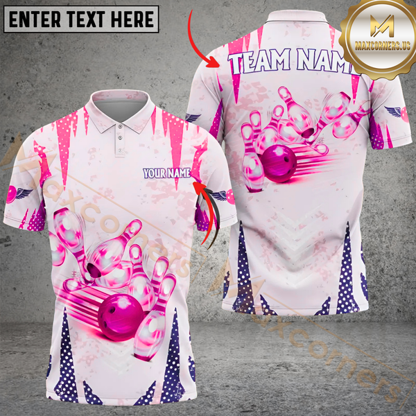 Maxcorners Bowling Storm Multicolor Personalized Name, Team Name 3D Shirt