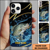 Maxcorners Fishing Phone Case Dynamic Water Splash Black Gold Line Personalized Name Phone Case (8 Fish Species)