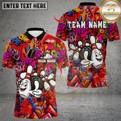 Maxcorners Bowling Graffiti Funny Ball And Pins Multicolor Customized Name, Team Name 3D Shirts