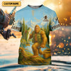 Maxcorners Finding Peace And A Good Catch In The Wilderness Bigfoot Fishing UPF Shirts, Gift For Fisherman