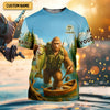 Maxcorners Bigfoot Legendary Adventures Await Bass Fishing Shirt, Funny Fishing Shirt, Presents For Fishermen