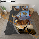 Maxcorners Custom Text Majestic Deer Hunting Grey Leather Pattern Bedding Set 3D All Over Printed