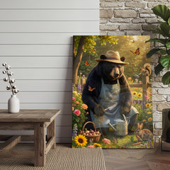 Maxcorners Spring Garden Bear Nature Illustration Canvas