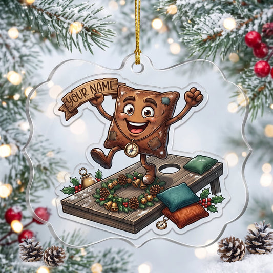 Maxcorners Cornhole Gingerbread Player Christmas Design Customized Name 3D Keychain And Ornament
