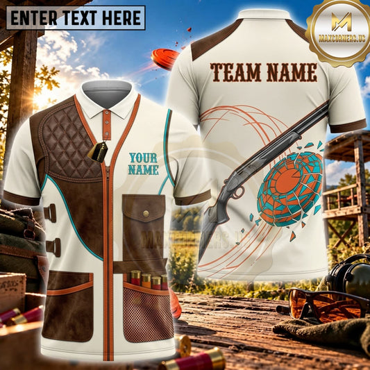 Maxcorners Clay Shooting Vintage Shotgun Target Utility Vest Personalized Name 3D Unisex Shirt