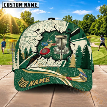 Maxcorners Disc Golf Mountain Forest Flying Disc Personalized Name 3D Cap