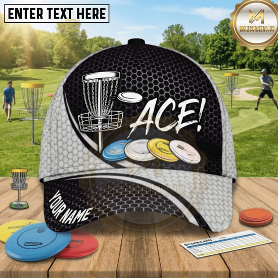 (8 Colors) Maxcorners Disc Golf ACE Chain Basket & Flying Discs Personalized Name 3D Cap LM3009