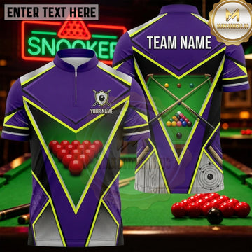 Maxcorners Snooker Purple Green Geometric Triangle Personalized Name 3D Unisex Shirt