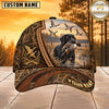 Maxcorners Dog Hunting And Duck Rustic Woodgrain Marshland Scene Multiple Options Personalized Name 3D Cap