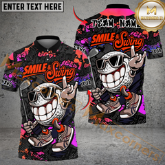 Maxcorner Smile & Swing Urban Golf Polo Shirt Customized Name, Team Name 3D Shirts (4 Colors)