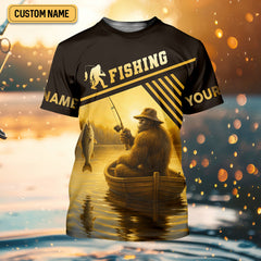 Maxcorners Proof Bigfoot Prefers Sunset Fishing Trips Fishing UPF Shirts, Funny Fishing Shirt, Fishing Shirts For Men