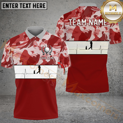 Maxcorners Golf Camo Print And Heartbeat  Multicolor Customized Name, Team Name 3D Shirts