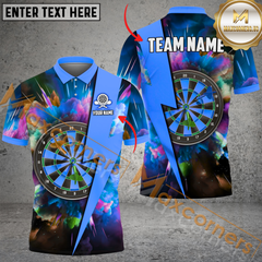 Maxcorners Darts Colourful Smoke Mutilcolor Options Personalized Name, Team Name 3D Polo Shirt