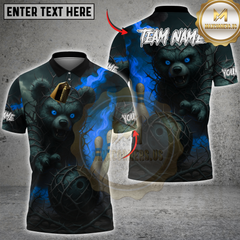 Maxcorners Bowling Dark Bear with Fiery Bowling Ball Multicolor Customized Name, Team Name 3D Shirts