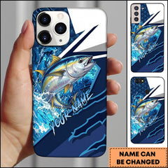 Maxcorners Tuna Dynamic Lightning Slash Blue White Sport Design Personalized Name Phone Case