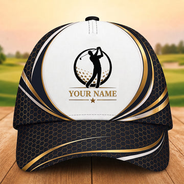 Maxcorners Golden Apex 3D Golf Personalized Name Cap