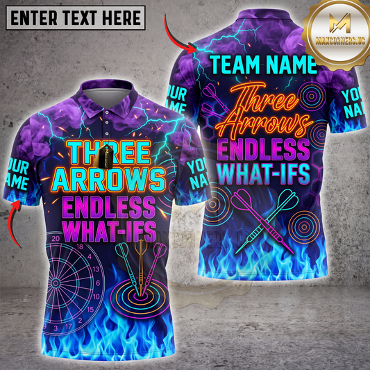 Maxcorners Darts Neon Lightning Arrow Target Typography Multicolor Customized Name, Team Name 3D Shirts ( 4 Colors )