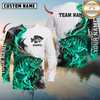 Maxcorners Fishing Aqua Flame Smoke Design Sun Protection Personalized Name, Team Name Long Sleeve Shirt