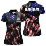 Maxcorners American Flag Smoke 8 Ball Billiard Shirts For Men Custom Patriotic Billiard Pool Team Jerseys LM1805