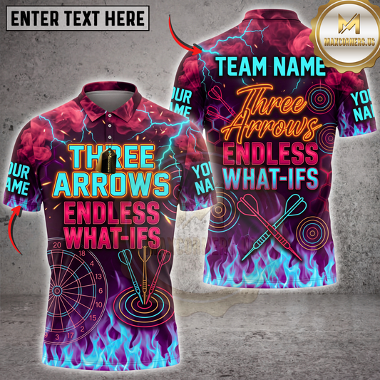 Maxcorners Darts Neon Lightning Arrow Target Typography Multicolor Customized Name, Team Name 3D Shirts ( 4 Colors )