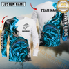 Maxcorners Fishing Blue Flame Smoke Design Sun Protection Personalized Name, Team Name Long Sleeve Shirt