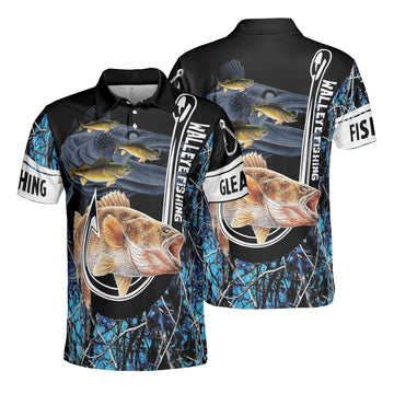 Maxcorners Walleye Fishing Teal Blue Fishing 3D Polo