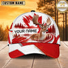 Maxcorners Hunting Wildlife Canadian Maple Leaf Red White Forest Personalized Name 3D Cap