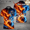 Maxcorners Bowling Dragon & Fiery Energy Graphic Multicolor Customized Name, Team Name 3D Shirts